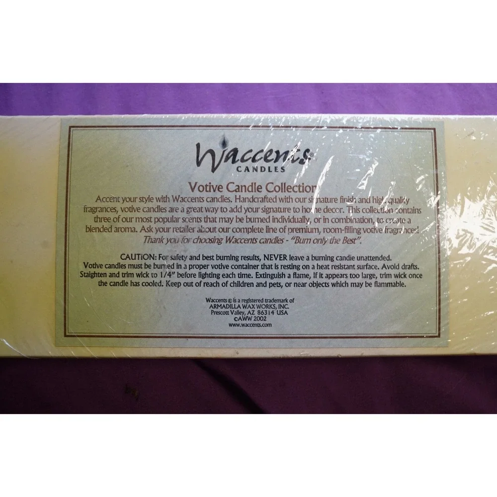 Waccents 12 CANDLE Votive Bakery Box Gingerbread, Cinnamon Roll, Vanilla VTG